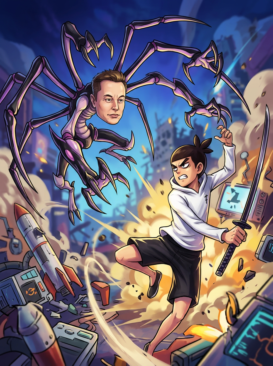 漫画风对战创意画